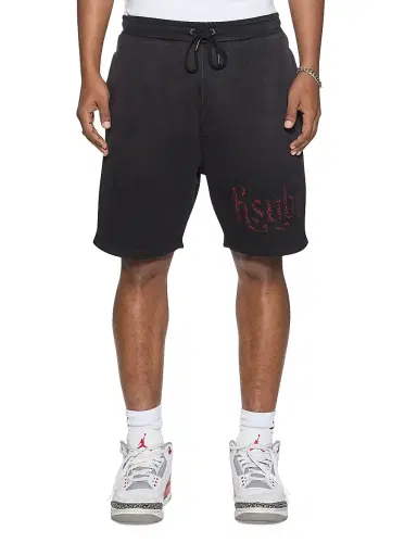 Ksubi Men's Paise Trak Embroidered Cotton Shorts - Charcoal | Thumbnail 1 Ksubi Men's Paise Trak Embroidered Cotton Shorts - Charcoal | Thumbnail 1