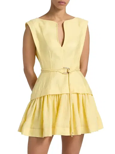 Acler Women's Remly Ruffled Linen-Blend Minidress - Lemon Sorbet | Thumbnail 3 Acler Women's Remly Ruffled Linen-Blend Minidress - Lemon Sorbet | Thumbnail 3