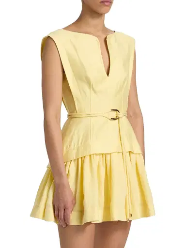 Acler Women's Remly Ruffled Linen-Blend Minidress - Lemon Sorbet | Thumbnail 4 Acler Women's Remly Ruffled Linen-Blend Minidress - Lemon Sorbet | Thumbnail 4