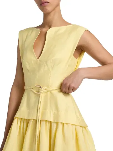 Acler Women's Remly Ruffled Linen-Blend Minidress - Lemon Sorbet | Thumbnail 6 Acler Women's Remly Ruffled Linen-Blend Minidress - Lemon Sorbet | Thumbnail 6