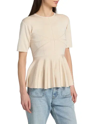 Zimmermann Women's Luna Peplum Top - Cream | Thumbnail 4 Zimmermann Women's Luna Peplum Top - Cream | Thumbnail 4