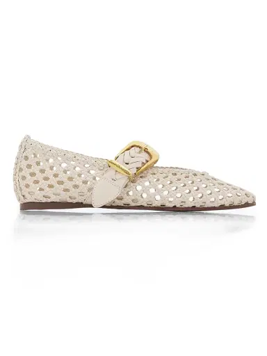 Zimmermann Women's Alchemy Leather Ballerina Flats - Milk - Size 9 | Thumbnail 1 Zimmermann Women's Alchemy Leather Ballerina Flats - Milk - Size 9 | Thumbnail 1