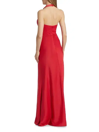 Halston Women's Marcheline Crêpe Halterneck Gown - Sangria | Thumbnail 5 Halston Women's Marcheline Crêpe Halterneck Gown - Sangria | Thumbnail 5