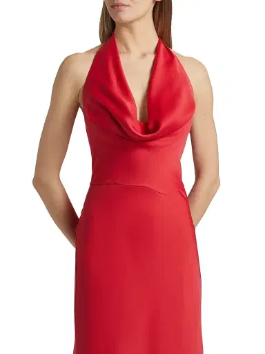 Halston Women's Marcheline Crêpe Halterneck Gown - Sangria | Thumbnail 6 Halston Women's Marcheline Crêpe Halterneck Gown - Sangria | Thumbnail 6
