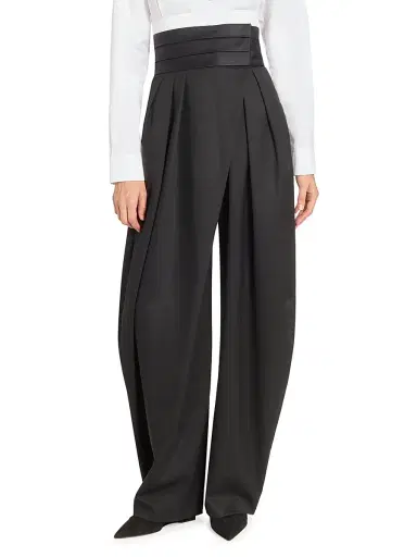 ALAIA Women's Tux Wool Barrel-Leg Pants - Noir Alaia | Thumbnail 3 ALAIA Women's Tux Wool Barrel-Leg Pants - Noir Alaia | Thumbnail 3
