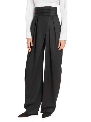 ALAIA Women's Tux Wool Barrel-Leg Pants - Noir Alaia | Thumbnail 4 ALAIA Women's Tux Wool Barrel-Leg Pants - Noir Alaia | Thumbnail 4