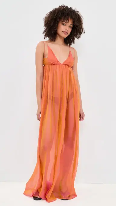 House of Aama Anancy Iridescent Silk Maxi Dress Orange | Thumbnail 2 House of Aama Anancy Iridescent Silk Maxi Dress Orange | Thumbnail 2