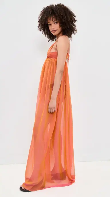 House of Aama Anancy Iridescent Silk Maxi Dress Orange | Thumbnail 4 House of Aama Anancy Iridescent Silk Maxi Dress Orange | Thumbnail 4