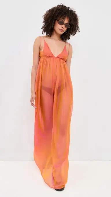 House of Aama Anancy Iridescent Silk Maxi Dress Orange | Thumbnail 5 House of Aama Anancy Iridescent Silk Maxi Dress Orange | Thumbnail 5