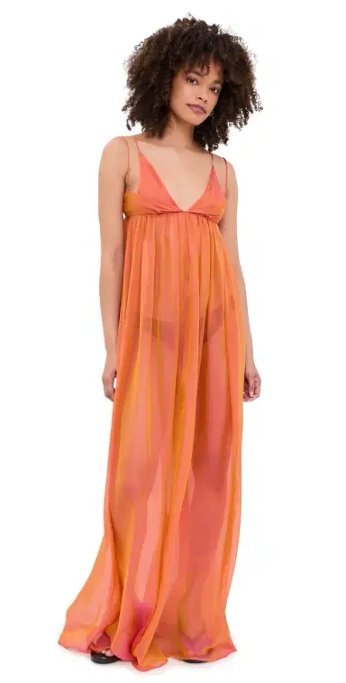 House of Aama Anancy Iridescent Silk Maxi Dress Orange | Thumbnail 1 House of Aama Anancy Iridescent Silk Maxi Dress Orange | Thumbnail 1