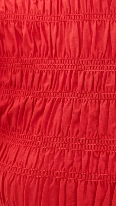 GANNI Smocked Cotton Pleated Dress Goji Berry | Thumbnail 6 GANNI Smocked Cotton Pleated Dress Goji Berry | Thumbnail 6