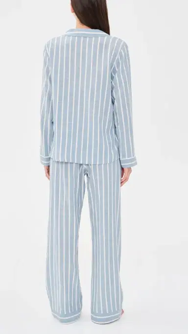 Eberjey Nautico Long Pajama et Classic tripe late Blue/ | Thumbnail 3 Eberjey Nautico Long Pajama et Classic tripe late Blue/ | Thumbnail 3
