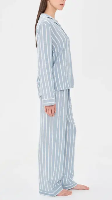 Eberjey Nautico Long Pajama et Classic tripe late Blue/ | Thumbnail 4 Eberjey Nautico Long Pajama et Classic tripe late Blue/ | Thumbnail 4