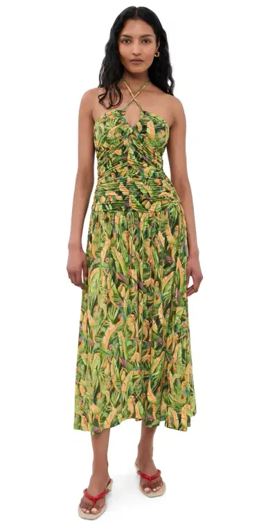 Farm Rio Forrest Green Parrot Sleeveless Maxi Dress Parrots Forest Green | Thumbnail 1 Farm Rio Forrest Green Parrot Sleeveless Maxi Dress Parrots Forest Green | Thumbnail 1
