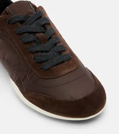 Brunello Cucinelli Monili suede-trimmed sneakers | Thumbnail 4 Brunello Cucinelli Monili suede-trimmed sneakers | Thumbnail 4
