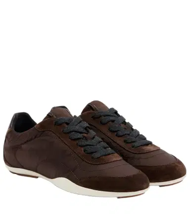 Brunello Cucinelli Monili suede-trimmed sneakers | Thumbnail 1 Brunello Cucinelli Monili suede-trimmed sneakers | Thumbnail 1