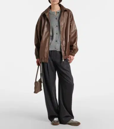 Brunello Cucinelli Monili suede-trimmed metallic leather sneakers | Thumbnail 5 Brunello Cucinelli Monili suede-trimmed metallic leather sneakers | Thumbnail 5