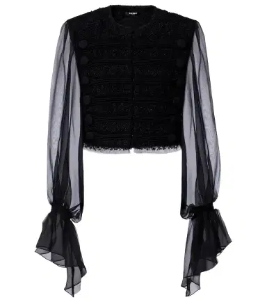 Balmain Silk-trimmed bouclé jacket | Thumbnail 1 Balmain Silk-trimmed bouclé jacket | Thumbnail 1