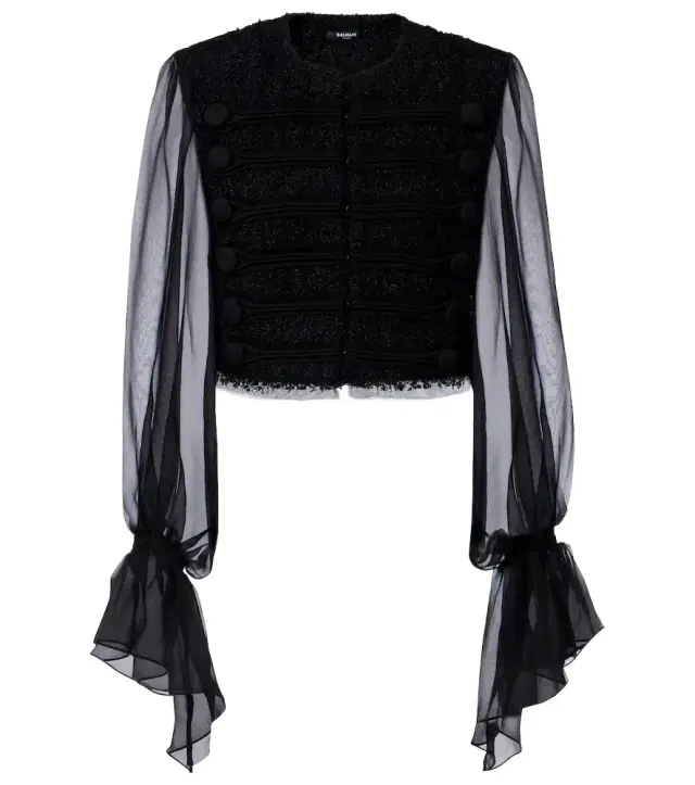 Silk-trimmed bouclé jacket Silk-trimmed bouclé jacket