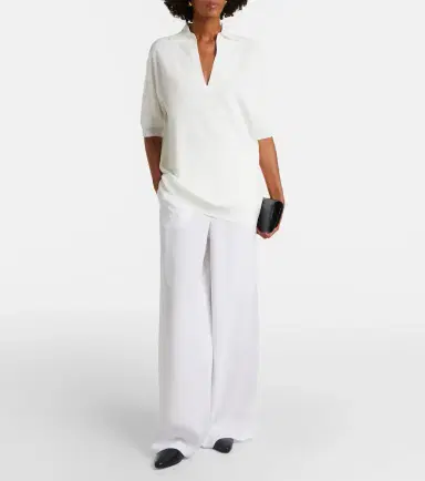 Max Mara Silk crêpe de chine wide-leg pants | Thumbnail 6 Max Mara Silk crêpe de chine wide-leg pants | Thumbnail 6
