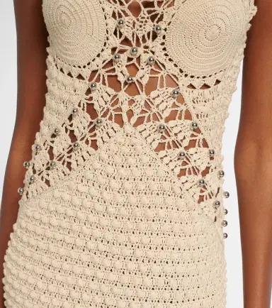 Rabanne Embellished crochet cotton midi dress | Thumbnail 3 Rabanne Embellished crochet cotton midi dress | Thumbnail 3