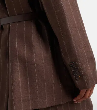 Brunello Cucinelli Belted pinstriped virgin wool blazer | Thumbnail 6 Brunello Cucinelli Belted pinstriped virgin wool blazer | Thumbnail 6