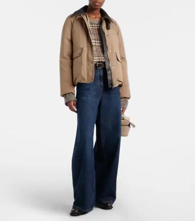 Brunello Cucinelli Leather-trimmed padded jacket | Thumbnail 3 Brunello Cucinelli Leather-trimmed padded jacket | Thumbnail 3