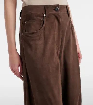 Brunello Cucinelli Suede wide-leg pants | Thumbnail 3 Brunello Cucinelli Suede wide-leg pants | Thumbnail 3