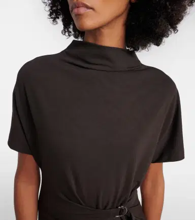 Brunello Cucinelli Gathered jersey midi dress | Thumbnail 3 Brunello Cucinelli Gathered jersey midi dress | Thumbnail 3