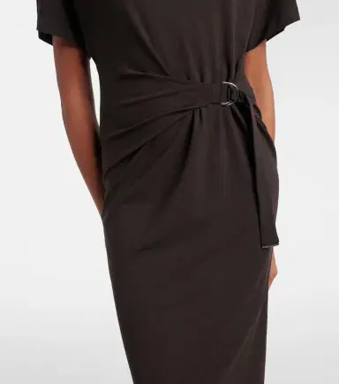 Brunello Cucinelli Gathered jersey midi dress | Thumbnail 4 Brunello Cucinelli Gathered jersey midi dress | Thumbnail 4
