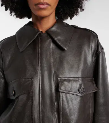 Brunello Cucinelli Shearling-trimmed leather bomber jacket | Thumbnail 5 Brunello Cucinelli Shearling-trimmed leather bomber jacket | Thumbnail 5