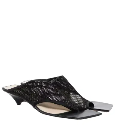 CHRISTEN Edge Stretch leather-trimmed mesh mules | Thumbnail 1 CHRISTEN Edge Stretch leather-trimmed mesh mules | Thumbnail 1