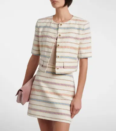 Veronica Beard Orville striped cropped cotton-blend jacket | Thumbnail 3 Veronica Beard Orville striped cropped cotton-blend jacket | Thumbnail 3