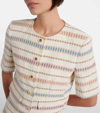 Veronica Beard Orville striped cropped cotton-blend jacket | Thumbnail 4 Veronica Beard Orville striped cropped cotton-blend jacket | Thumbnail 4