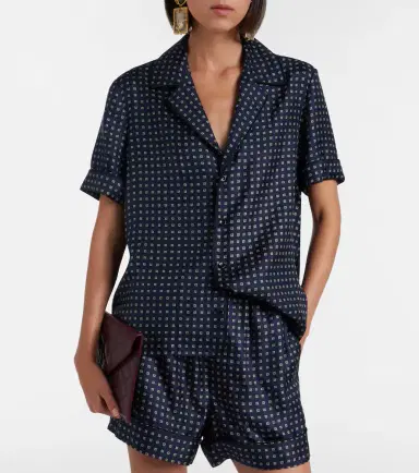 Saint Laurent Printed silk satin pajama shirt | Thumbnail 4 Saint Laurent Printed silk satin pajama shirt | Thumbnail 4