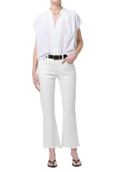 Citizens of Humanity Goldie Raw Hem Pant - Soft White | Thumbnail 1 Citizens of Humanity Goldie Raw Hem Pant - Soft White | Thumbnail 1