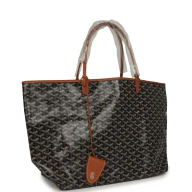 goyard Goyard Goyardine Black and Brown St. Louis GM Tote Bag Palladium Hardware | Thumbnail 2 goyard Goyard Goyardine Black and Brown St. Louis GM Tote Bag Palladium Hardware | Thumbnail 2