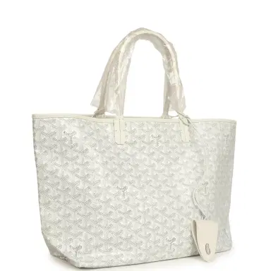 goyard Goyard Goyardine White Saint Louis PM Tote Bag Palladium Hardware | Thumbnail 2 goyard Goyard Goyardine White Saint Louis PM Tote Bag Palladium Hardware | Thumbnail 2