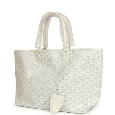 goyard Goyard Goyardine White Saint Louis PM Tote Bag Palladium Hardware | Thumbnail 5 goyard Goyard Goyardine White Saint Louis PM Tote Bag Palladium Hardware | Thumbnail 5