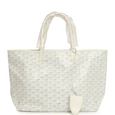 goyard Goyard Goyardine White Saint Louis PM Tote Bag Palladium Hardware | Thumbnail 1 goyard Goyard Goyardine White Saint Louis PM Tote Bag Palladium Hardware | Thumbnail 1
