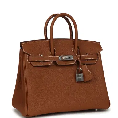 HERMÈS Hermes Birkin 25 Gold Togo Palladium Hardware | Thumbnail 2 HERMÈS Hermes Birkin 25 Gold Togo Palladium Hardware | Thumbnail 2