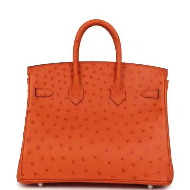 HERMÈS Hermes Birkin 25 Tangerine Ostrich Palladium Hardware | Thumbnail 4 HERMÈS Hermes Birkin 25 Tangerine Ostrich Palladium Hardware | Thumbnail 4