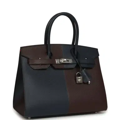 HERMÈS Hermes Casaque Birkin Sellier 30 Rouge Sellier and Bleu Indigo Epsom Palladium Hardware | Thumbnail 2 HERMÈS Hermes Casaque Birkin Sellier 30 Rouge Sellier and Bleu Indigo Epsom Palladium Hardware | Thumbnail 2