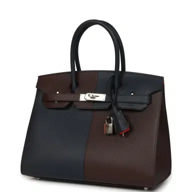 HERMÈS Hermes Casaque Birkin Sellier 30 Rouge Sellier and Bleu Indigo Epsom Palladium Hardware | Thumbnail 5 HERMÈS Hermes Casaque Birkin Sellier 30 Rouge Sellier and Bleu Indigo Epsom Palladium Hardware | Thumbnail 5