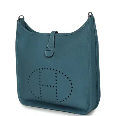 HERMÈS Hermes Evelyne III PM Blue Jean Clemence Palladium Hardware | Thumbnail 5 HERMÈS Hermes Evelyne III PM Blue Jean Clemence Palladium Hardware | Thumbnail 5