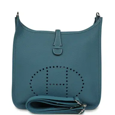 HERMÈS Hermes Evelyne III PM Blue Jean Clemence Palladium Hardware | Thumbnail 1 HERMÈS Hermes Evelyne III PM Blue Jean Clemence Palladium Hardware | Thumbnail 1