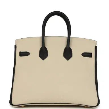 HERMÈS Hermes Special Order (HSS) Birkin 25 Craie and Black Togo Brushed Gold Hardware | Thumbnail 4 HERMÈS Hermes Special Order (HSS) Birkin 25 Craie and Black Togo Brushed Gold Hardware | Thumbnail 4