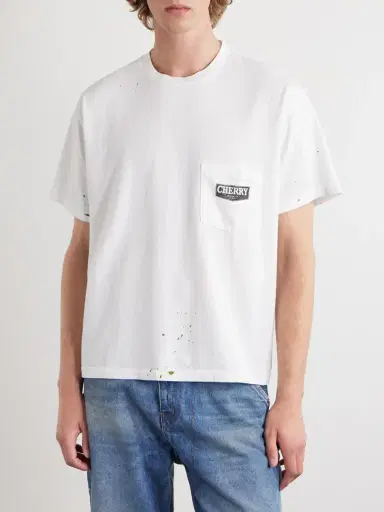 Cherry Los Angeles Logo-Print Paint-Splattered Cotton-Jersey T-Shirt - Men | Thumbnail 3 Cherry Los Angeles Logo-Print Paint-Splattered Cotton-Jersey T-Shirt - Men | Thumbnail 3