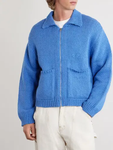 Cherry Los Angeles Logo-Embroidered Cotton Zip-Up Cardigan - Men | Thumbnail 3 Cherry Los Angeles Logo-Embroidered Cotton Zip-Up Cardigan - Men | Thumbnail 3