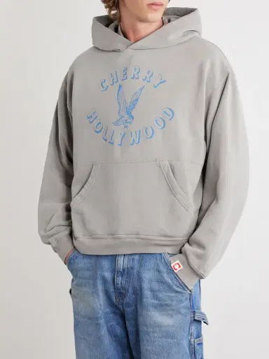 Cherry Los Angeles Logo-Print Cotton-Jersey Hoodie - Men | Thumbnail 3 Cherry Los Angeles Logo-Print Cotton-Jersey Hoodie - Men | Thumbnail 3
